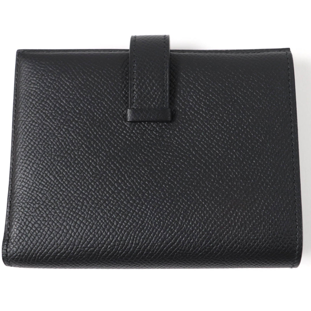 HERMES Bifold Wallet Main: Epsom black Bean compact Women Used Authentic