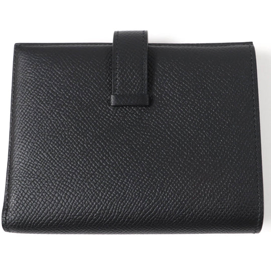 HERMES Bifold Wallet Main: Epsom black Bean compact Women Used Authentic