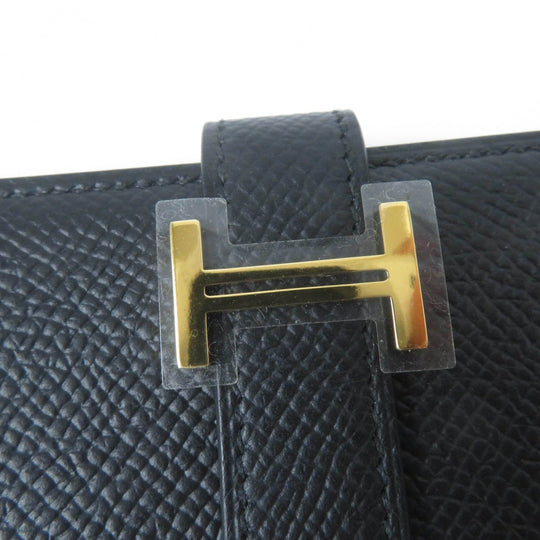 HERMES Bifold Wallet Main: Epsom black Bean compact Women Used Authentic