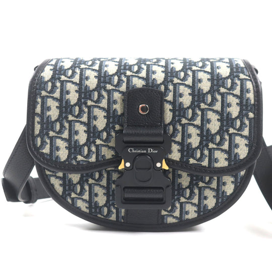 Dior HOMME Shoulder Bag 1ADPO033YKY_H27E Main: Canvas, Part: Leather Beige black Oblique jacquard Gallop Gallop Bag Mini mens Used Authentic