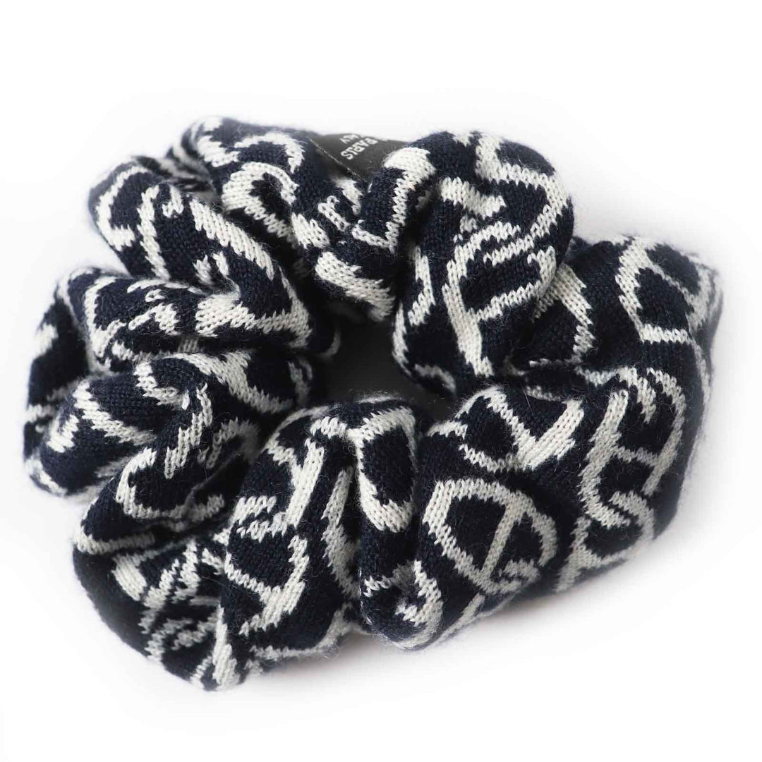 HERMES hair accessory Main: Cashmere, Main: Silk Navy white Claudia Women Used Authentic