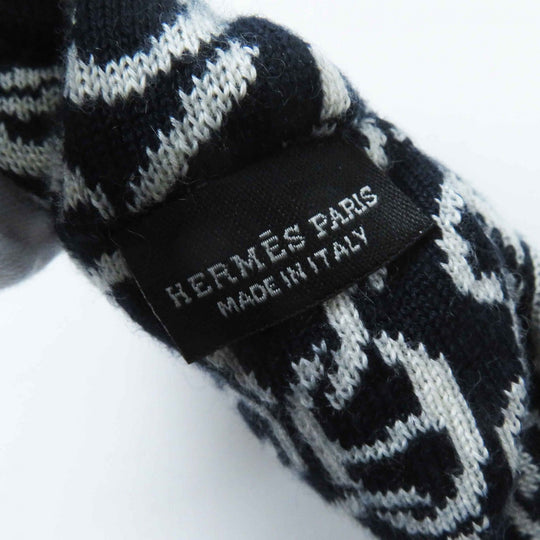 HERMES hair accessory Main: Cashmere, Main: Silk Navy white Claudia Women Used Authentic