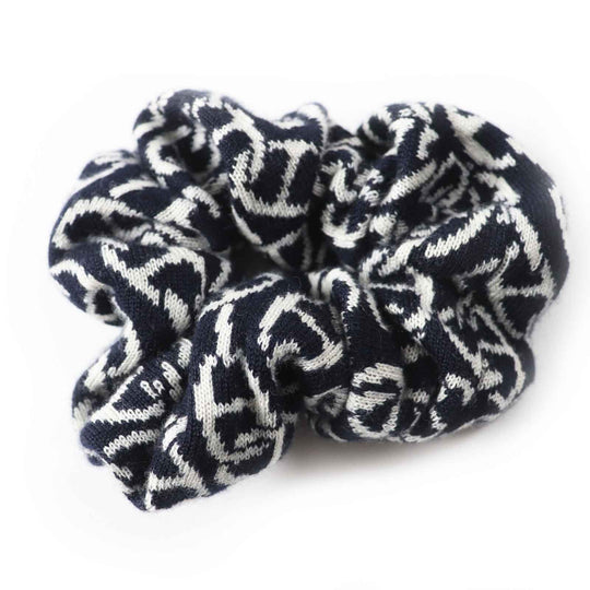 HERMES hair accessory Main: Cashmere, Main: Silk Navy white Claudia Women Used Authentic