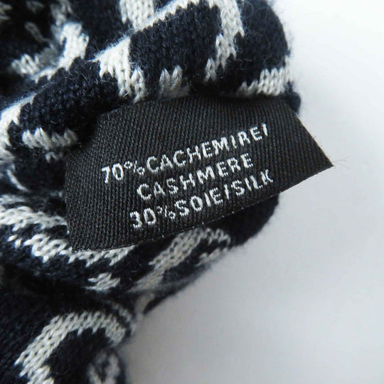 HERMES hair accessory Main: Cashmere, Main: Silk Navy white Claudia Women Used Authentic