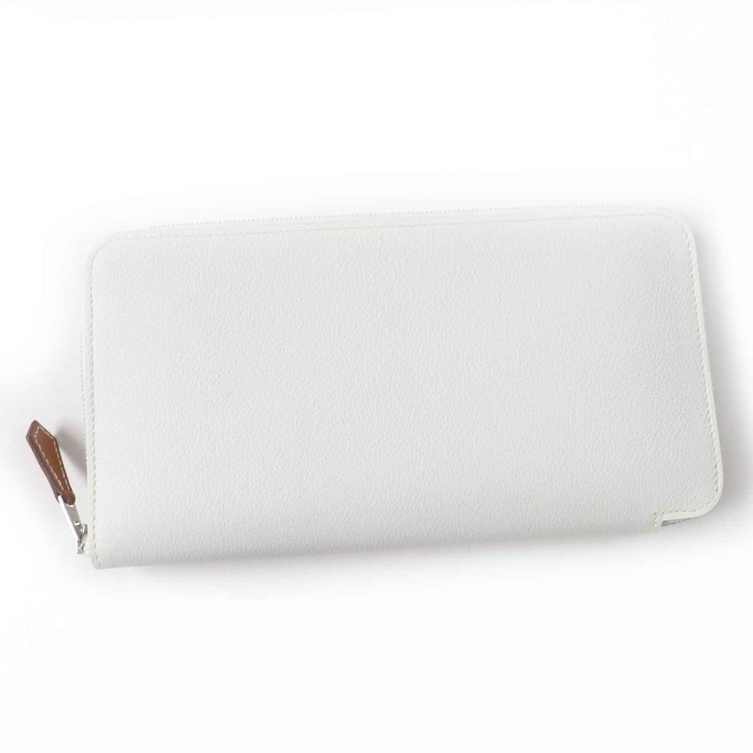 HERMES Long Wallet Purse Main: Evercolor, Lining: Silk New White Azap long silk in Women Used Authentic