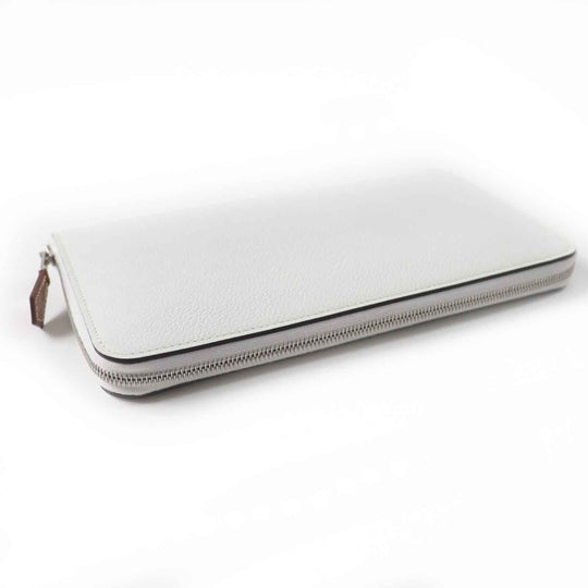 HERMES Long Wallet Purse Main: Evercolor, Lining: Silk New White Azap long silk in Women Used Authentic