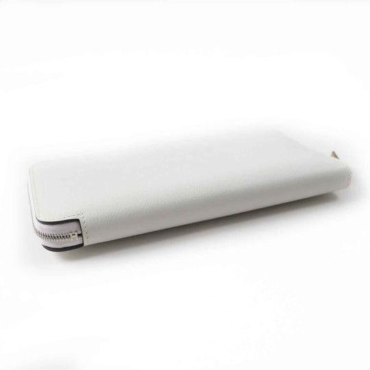 HERMES Long Wallet Purse Main: Evercolor, Lining: Silk New White Azap long silk in Women Used Authentic