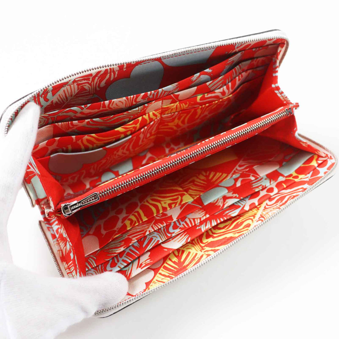 HERMES Long Wallet Purse Main: Evercolor, Lining: Silk New White Azap long silk in Women Used Authentic