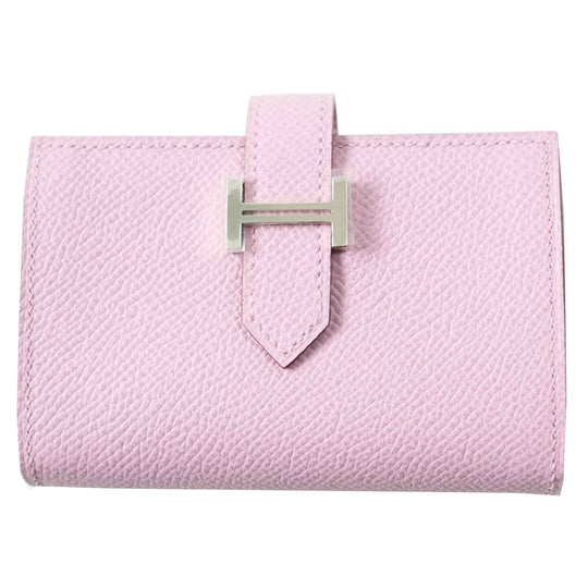 HERMES Bifold Wallet Main�FEpsom Morve Silvestre Bearn Mini Women Used Authentic