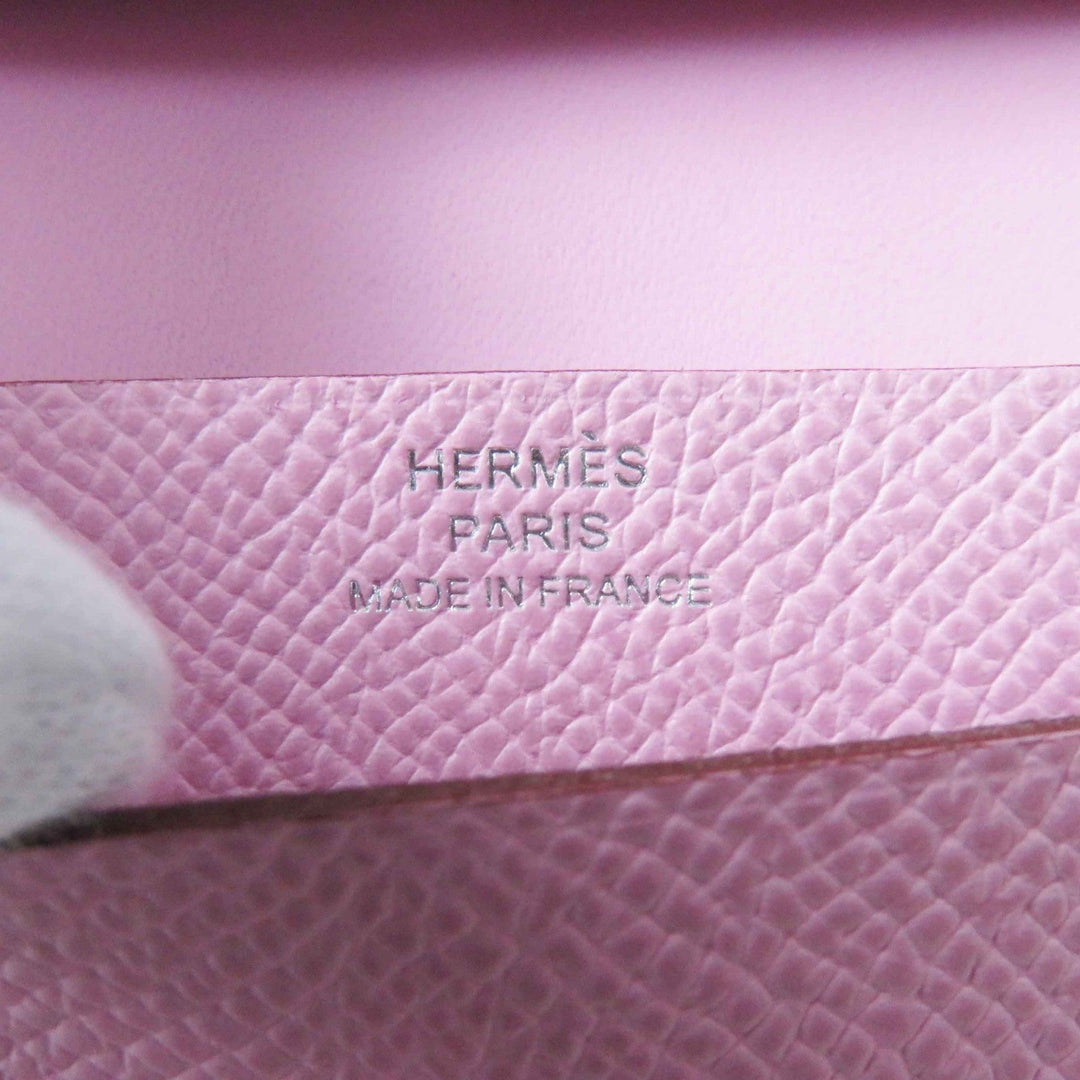 HERMES Bifold Wallet Main�FEpsom Morve Silvestre Bearn Mini Women Used Authentic