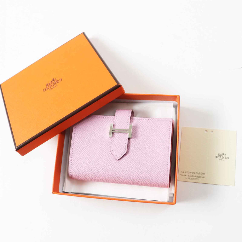 HERMES Bifold Wallet Main�FEpsom Morve Silvestre Bearn Mini Women Used Authentic