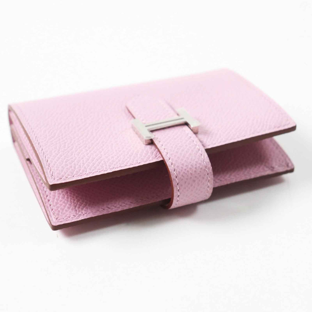 HERMES Bifold Wallet Main�FEpsom Morve Silvestre Bearn Mini Women Used Authentic