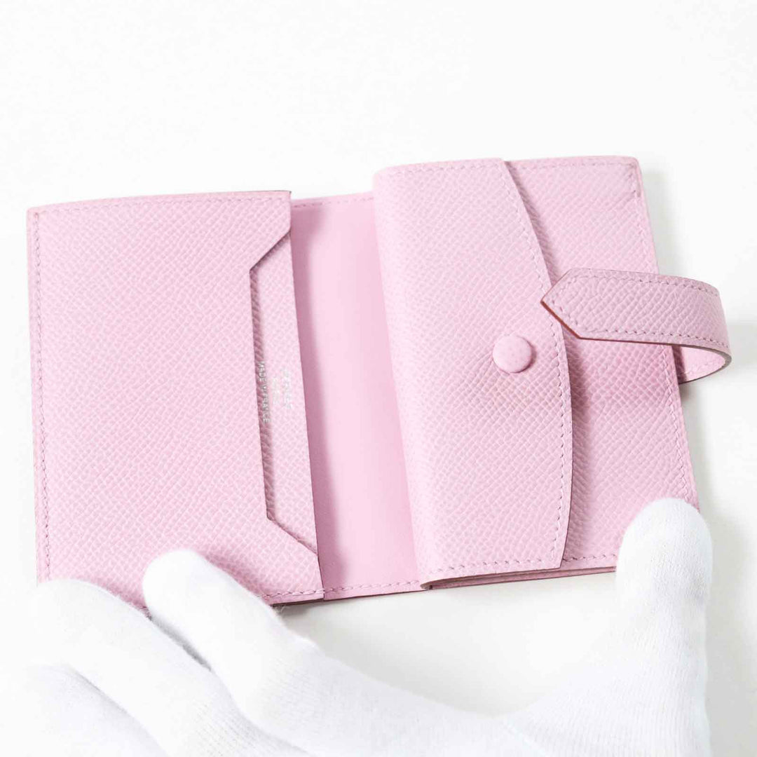 HERMES Bifold Wallet Main�FEpsom Morve Silvestre Bearn Mini Women Used Authentic