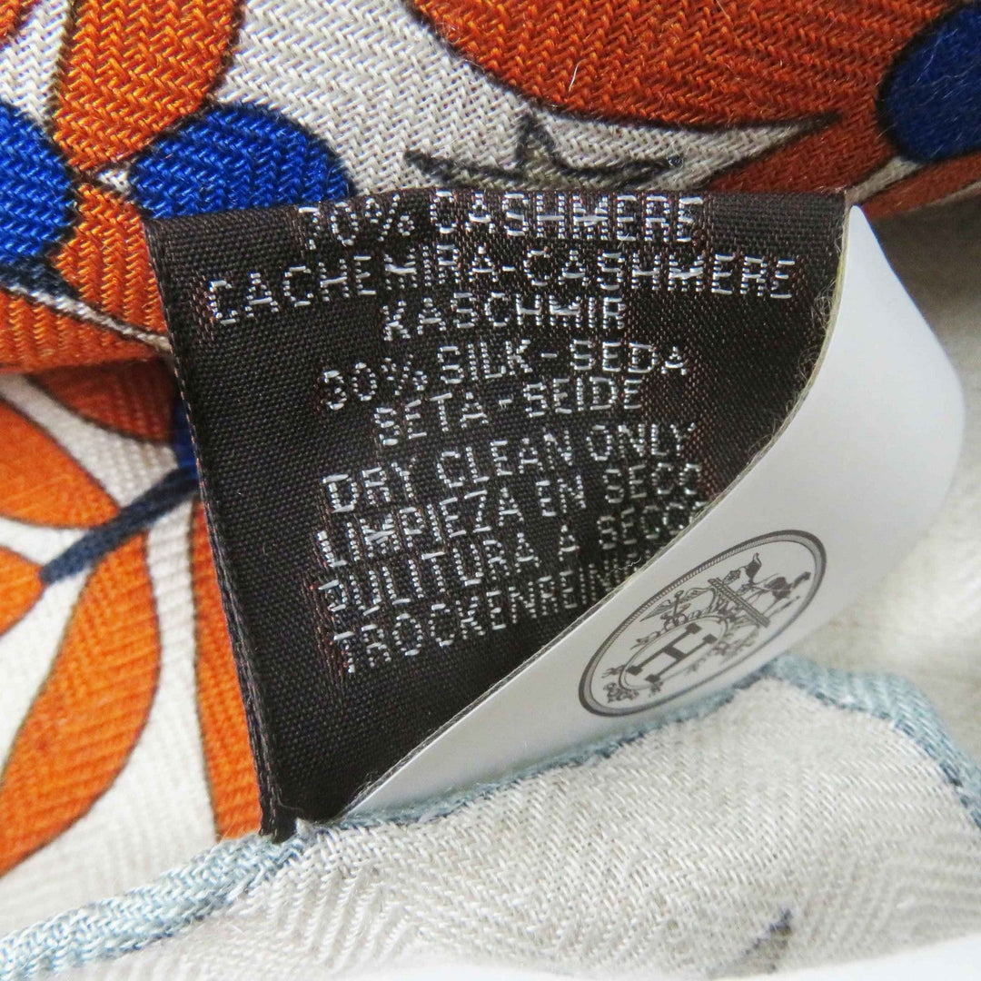 HERMES Stall Main: 70% cashmere, Main: 30% silk Terracotta White Carre140 Caregean Under the Charm of Orpheus Women Used Authentic
