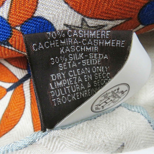 HERMES Stall Main: 70% cashmere, Main: 30% silk Terracotta White Carre140 Caregean Under the Charm of Orpheus Women Used Authentic