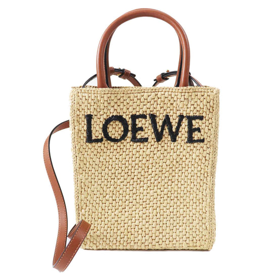 LOEWE Shoulder Bag A563S30X05 Main: Raffia, Part: Leather Brown natural Standard A5 Women Used Authentic