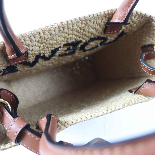 LOEWE Shoulder Bag A563S30X05 Main: Raffia, Part: Leather Brown natural Standard A5 Women Used Authentic