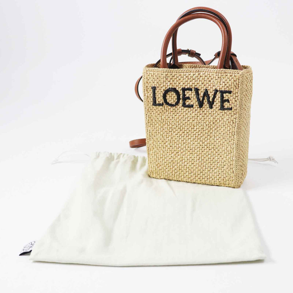 LOEWE Shoulder Bag A563S30X05 Main: Raffia, Part: Leather Brown natural Standard A5 Women Used Authentic