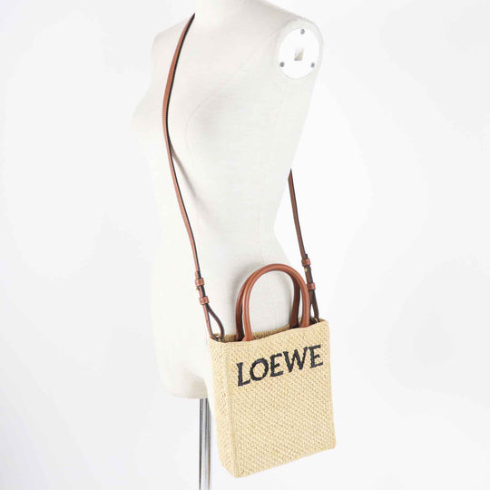 LOEWE Shoulder Bag A563S30X05 Main: Raffia, Part: Leather Brown natural Standard A5 Women Used Authentic