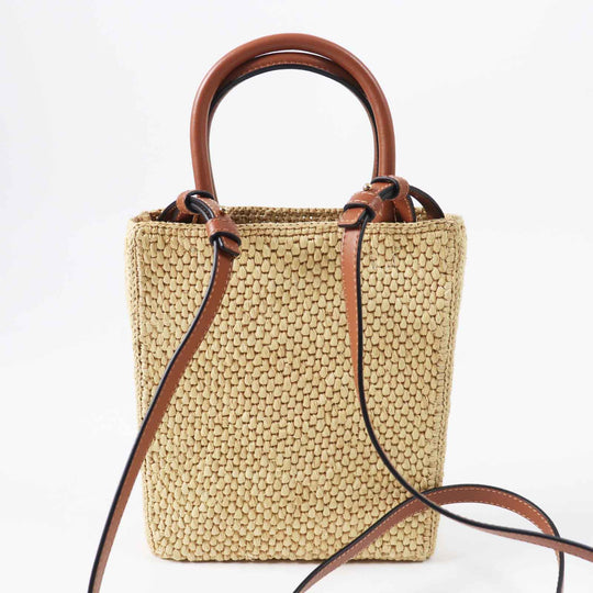 LOEWE Shoulder Bag A563S30X05 Main: Raffia, Part: Leather Brown natural Standard A5 Women Used Authentic