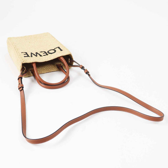 LOEWE Shoulder Bag A563S30X05 Main: Raffia, Part: Leather Brown natural Standard A5 Women Used Authentic
