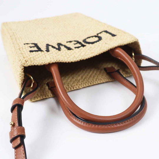LOEWE Shoulder Bag A563S30X05 Main: Raffia, Part: Leather Brown natural Standard A5 Women Used Authentic