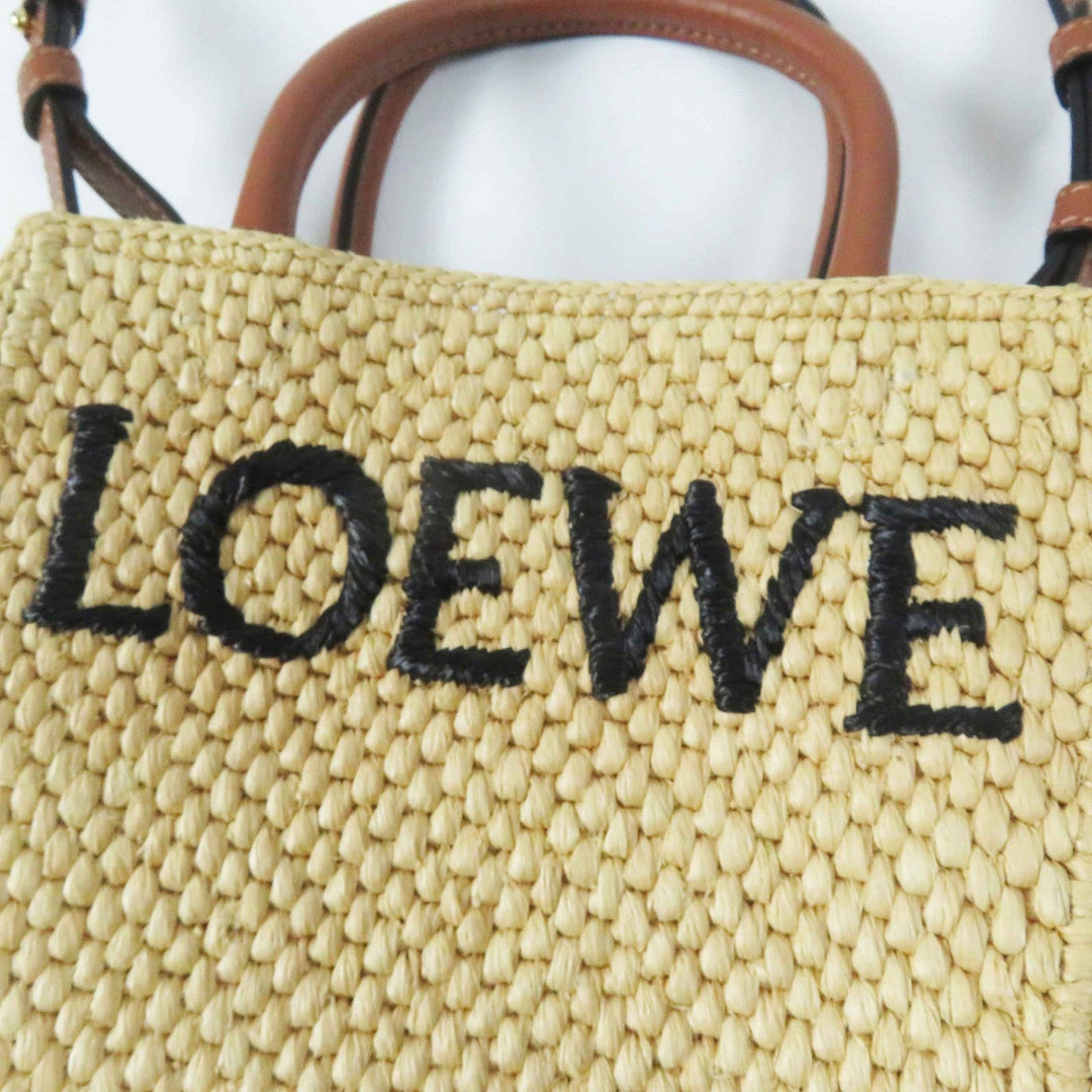 LOEWE Shoulder Bag A563S30X05 Main: Raffia, Part: Leather Brown natural Standard A5 Women Used Authentic