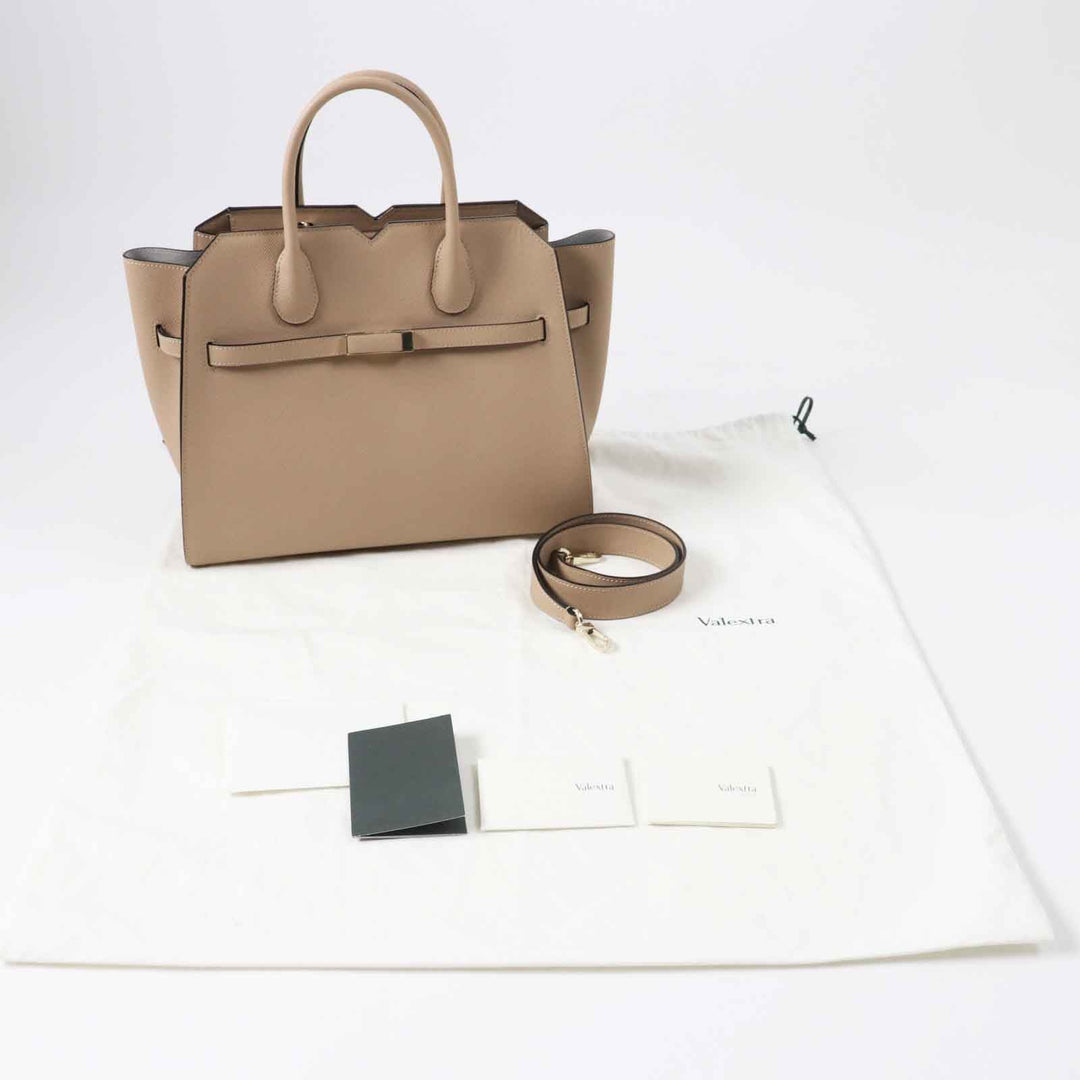 Valextra Shoulder Bag Main: Soft calfskin Cashmere (beige type) Milano bag medium Women Used Authentic