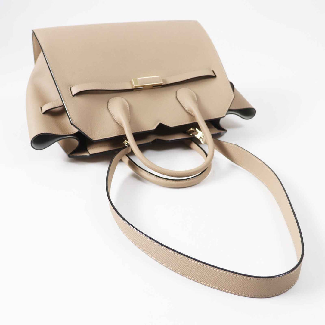 Valextra Shoulder Bag Main: Soft calfskin Cashmere (beige type) Milano bag medium Women Used Authentic
