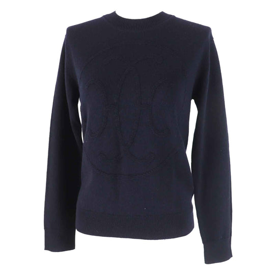 HERMES knit 4E2604D1 Main: 100% cashmere Dark navy Women 36 Used Authentic