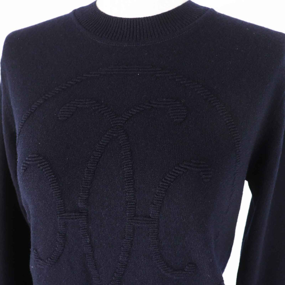 HERMES knit 4E2604D1 Main: 100% cashmere Dark navy Women 36 Used Authentic