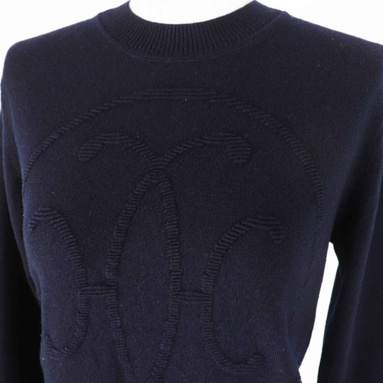 HERMES knit 4E2604D1 Main: 100% cashmere Dark navy Women 36 Used Authentic
