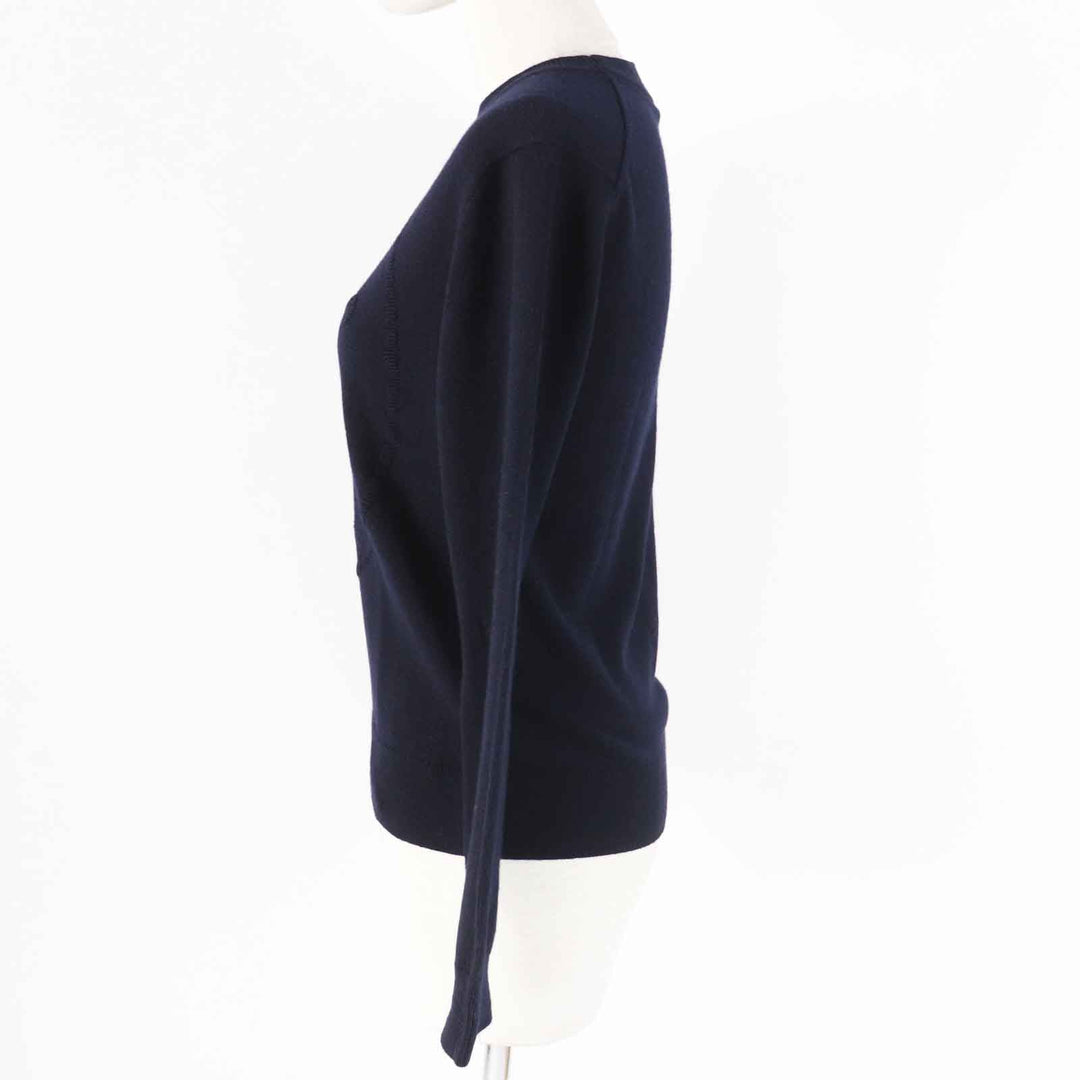 HERMES knit 4E2604D1 Main: 100% cashmere Dark navy Women 36 Used Authentic