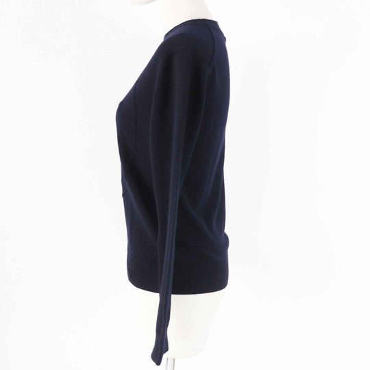 HERMES knit 4E2604D1 Main: 100% cashmere Dark navy Women 36 Used Authentic