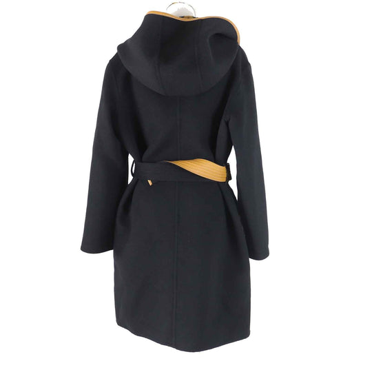 LOUIS VUITTON coat Outer: 99% wool, Outer: 1% silk, Lining: 50% cupra, Lining: 50% rayon, Part: 99% wool Black brown Women 38 Used Authentic