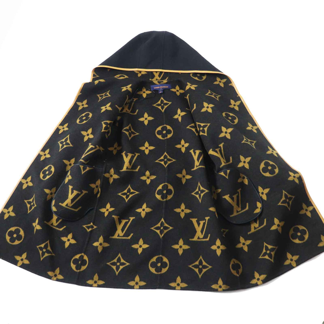 LOUIS VUITTON coat Outer: 99% wool, Outer: 1% silk, Lining: 50% cupra, Lining: 50% rayon, Part: 99% wool Black brown Women 38 Used Authentic