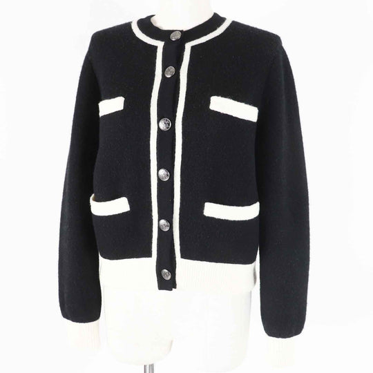 CHANEL cardigan P71365 Outer material: 78% cashmere, Outer material: 7% polyester, Outer material: 13% silk, Outer material: 2% polyamide Black White Women 34 Used Authentic