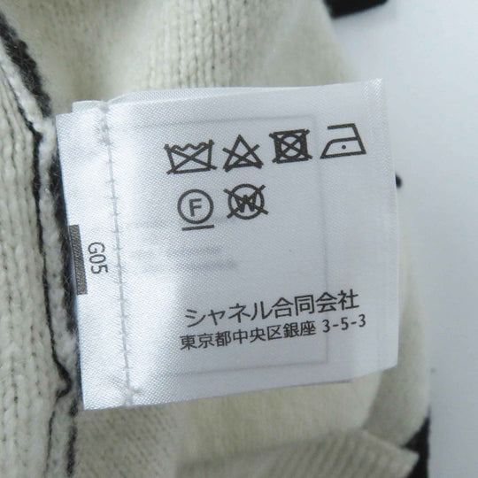 CHANEL cardigan P71365 Outer material: 78% cashmere, Outer material: 7% polyester, Outer material: 13% silk, Outer material: 2% polyamide Black White Women 34 Used Authentic