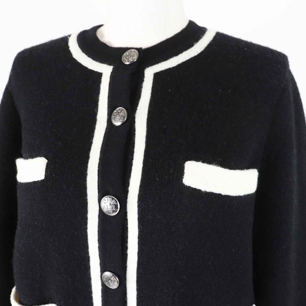 CHANEL cardigan P71365 Outer material: 78% cashmere, Outer material: 7% polyester, Outer material: 13% silk, Outer material: 2% polyamide Black White Women 34 Used Authentic