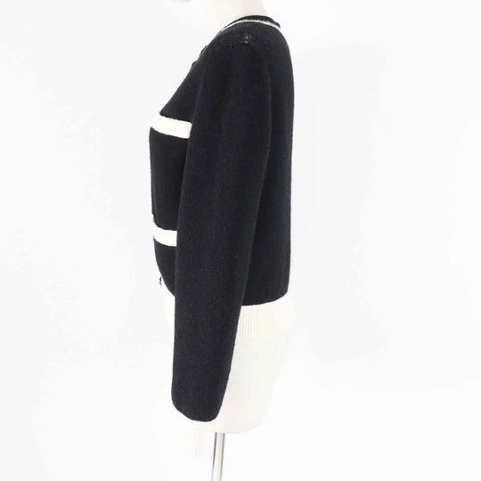 CHANEL cardigan P71365 Outer material: 78% cashmere, Outer material: 7% polyester, Outer material: 13% silk, Outer material: 2% polyamide Black White Women 34 Used Authentic