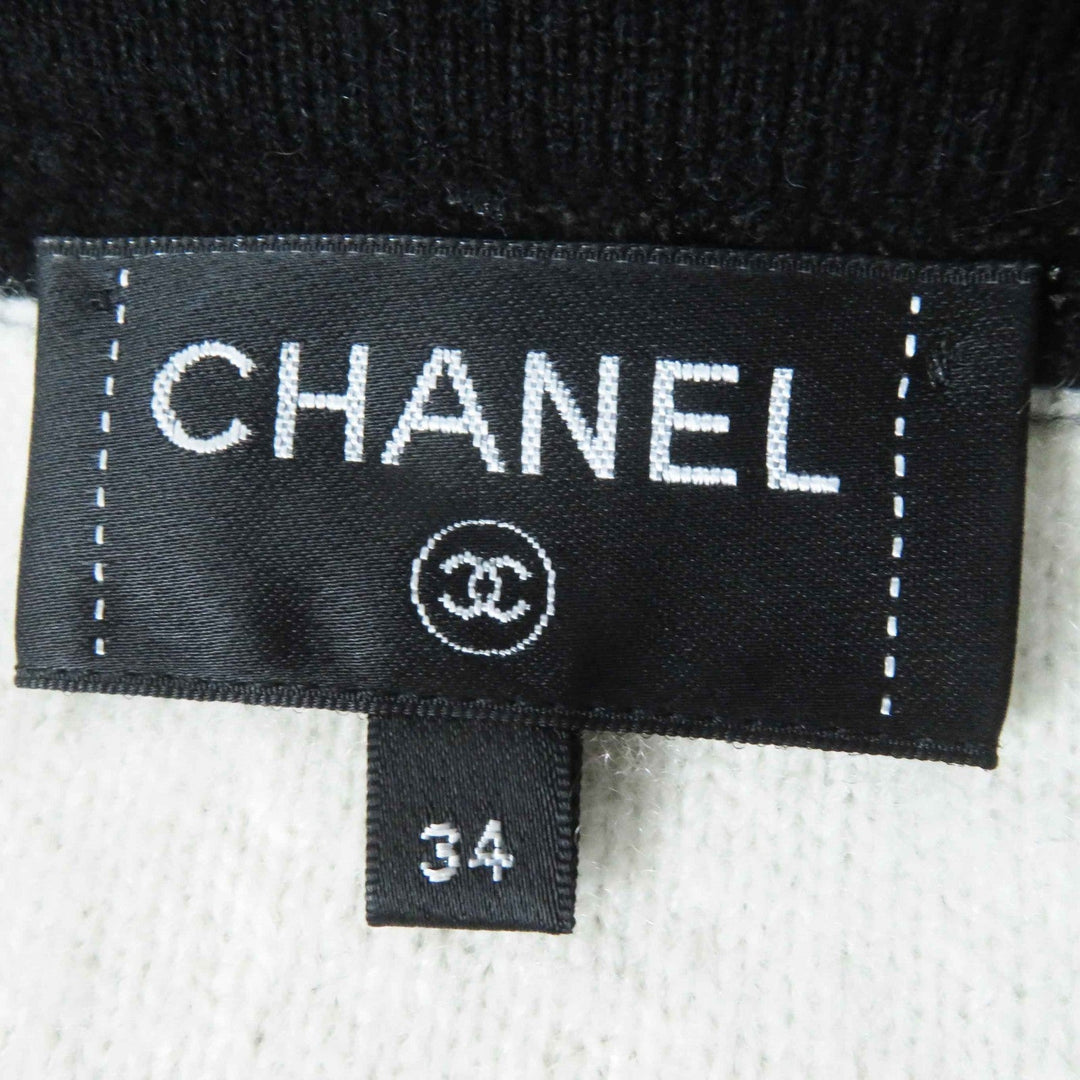 CHANEL cardigan P71365 Outer material: 78% cashmere, Outer material: 7% polyester, Outer material: 13% silk, Outer material: 2% polyamide Black White Women 34 Used Authentic