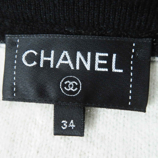 CHANEL cardigan P71365 Outer material: 78% cashmere, Outer material: 7% polyester, Outer material: 13% silk, Outer material: 2% polyamide Black White Women 34 Used Authentic