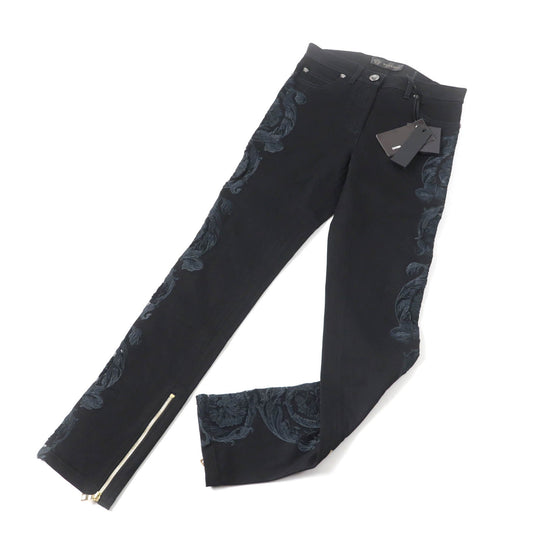 VERSACE Denim pants Main: 96% cotton, Main: 4% polyurethane, Part: 82% nylon, Part: 18% polyurethane, Part: 100% polyester black Women 25 Used Authentic