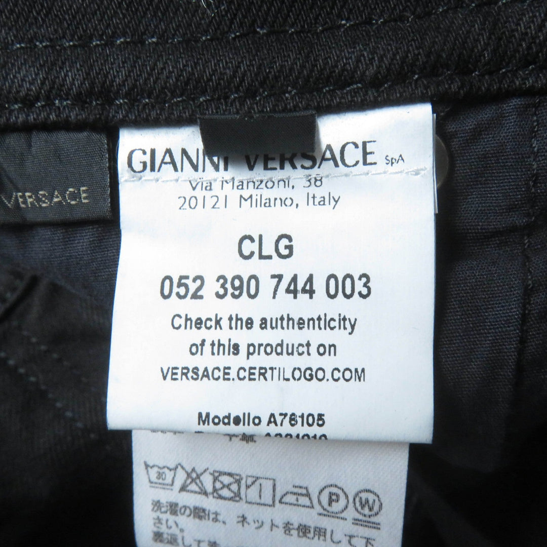 VERSACE Denim pants Main: 96% cotton, Main: 4% polyurethane, Part: 82% nylon, Part: 18% polyurethane, Part: 100% polyester black Women 25 Used Authentic