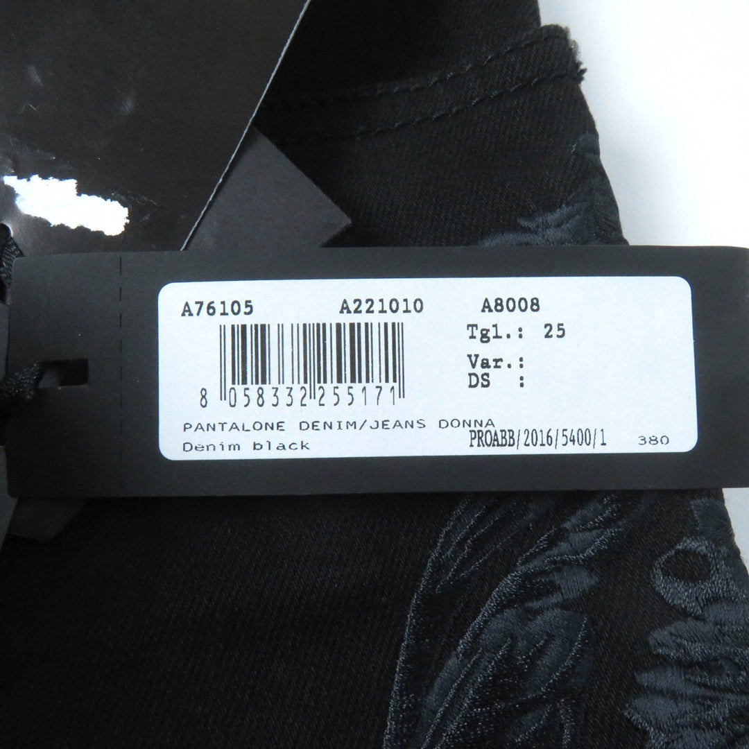 VERSACE Denim pants Main: 96% cotton, Main: 4% polyurethane, Part: 82% nylon, Part: 18% polyurethane, Part: 100% polyester black Women 25 Used Authentic