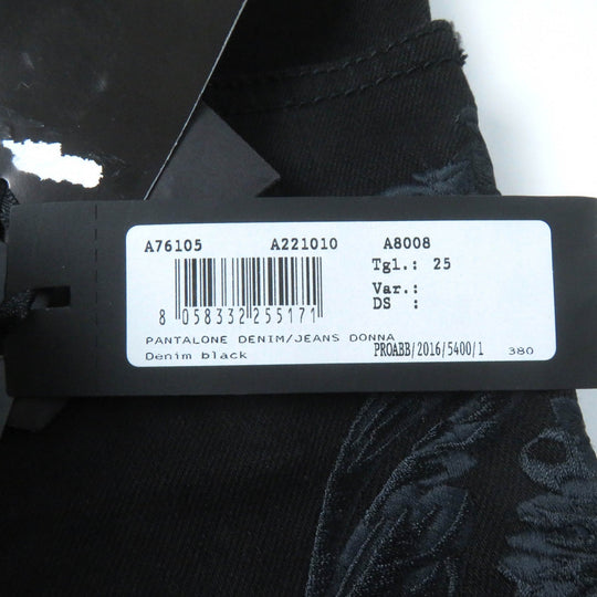 VERSACE Denim pants Main: 96% cotton, Main: 4% polyurethane, Part: 82% nylon, Part: 18% polyurethane, Part: 100% polyester black Women 25 Used Authentic