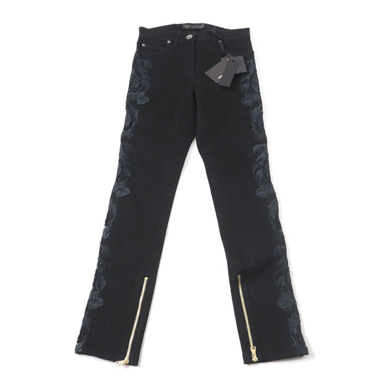 VERSACE Denim pants Main: 96% cotton, Main: 4% polyurethane, Part: 82% nylon, Part: 18% polyurethane, Part: 100% polyester black Women 25 Used Authentic