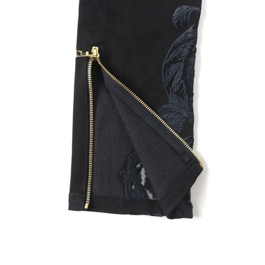 VERSACE Denim pants Main: 96% cotton, Main: 4% polyurethane, Part: 82% nylon, Part: 18% polyurethane, Part: 100% polyester black Women 25 Used Authentic