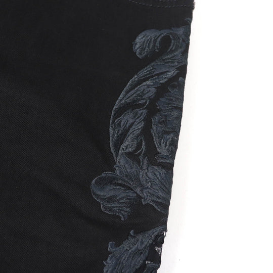 VERSACE Denim pants Main: 96% cotton, Main: 4% polyurethane, Part: 82% nylon, Part: 18% polyurethane, Part: 100% polyester black Women 25 Used Authentic