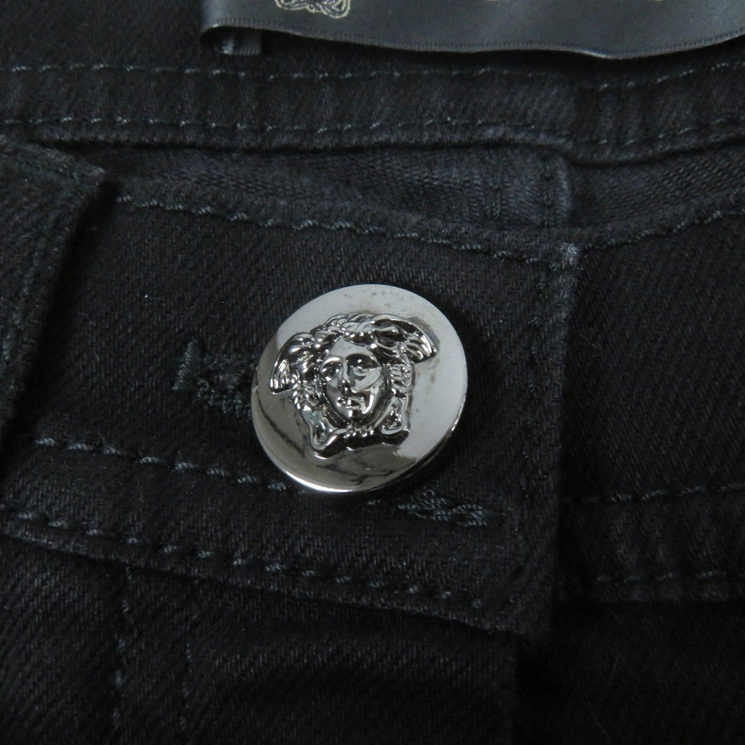 VERSACE Denim pants Main: 96% cotton, Main: 4% polyurethane, Part: 82% nylon, Part: 18% polyurethane, Part: 100% polyester black Women 25 Used Authentic